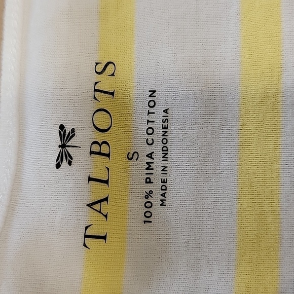 Talbots, Size S Yellow & White Striped Pima Cotton Tee with Braid Accent - Picture 10 of 10